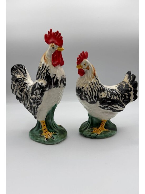 Lefton Other - Lefton 2396 Vintage Rooster Hen Chicken Set of 2 Hand-Painted Farmhouse Figurine